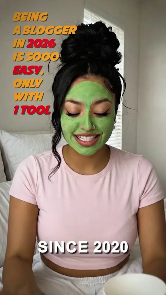 AI character wearing a beauty face mask